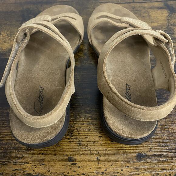 Trotters Katarina Sandals Womens Sz 7.5M Tan Leather Strappy Slingback Hook Loop - Picture 5 of 11